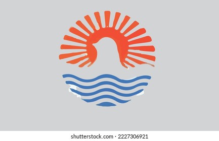chicken sun sunset logo vector
