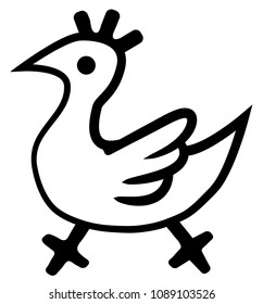 Chicken symbol humorous stencil black, vector illustration, horizontal, isolated