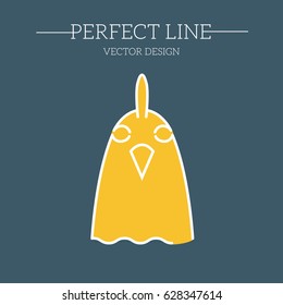 chicken symbol, logo, emblem. Contour Design.