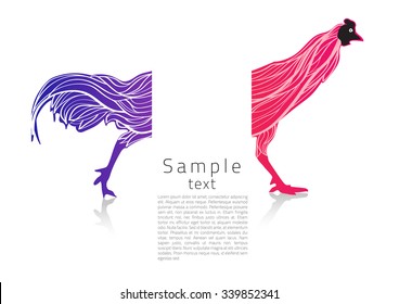 Chicken symbol shows a French flag with an artistic line inside. create by vector file