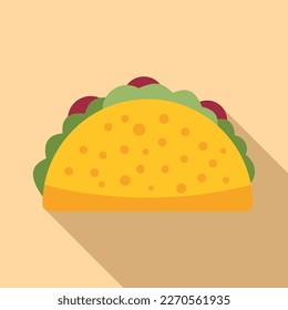Chicken taco icon flat vector. Mexican food. Cooked meal