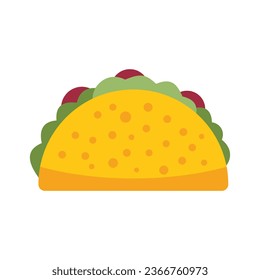 Chicken taco icon flat vector. Mexican food. Cooked meal isolated