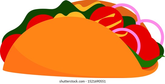 Chicken taco, illustration, vector on white background.