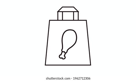 Chicken Take Away Icon. Vector isolated illustration of a take away bag and fried chicken