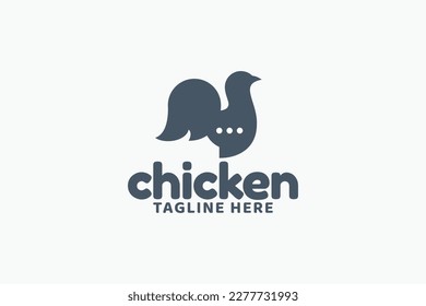 chicken talk ogo with a combination of a cute chicken with a chat or bubble