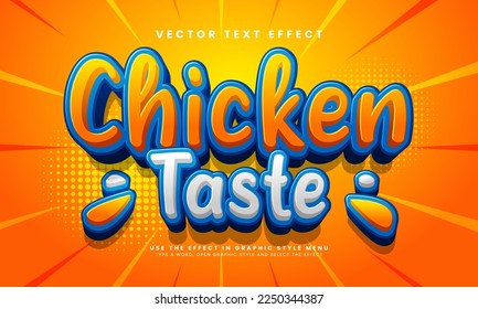 Chicken taste 3D text effect. Editable text style effect with food menu theme. Suitable for food promotion needs.