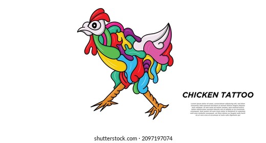 Chicken Tattoo Design Illustration.free Drawing Abstract Chicken .abstract Chicken Art Ethnic Design