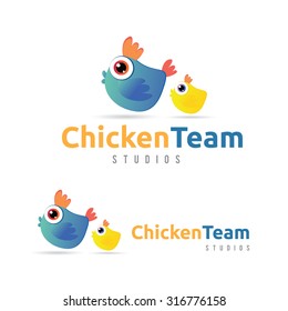 Chicken Team,Chicken logo,Animal logo,Vector logo template.