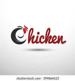 chicken text design emblem and badges ,vector illustration