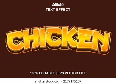 chicken text effect with orange color editable.
