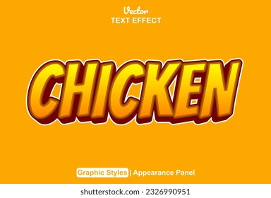 chicken text effect with orange color graphic style editable.