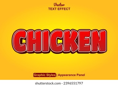 chicken text effect with red color graphic style editable.