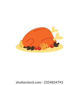 Chicken Thanksgiving Simple Vector Illustration