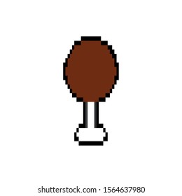 chicken thigh 8 bits pixelated style icon vector illustration design