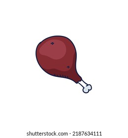 chicken thigh doodle food icon design vector image