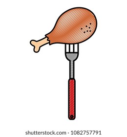 chicken thigh in fork