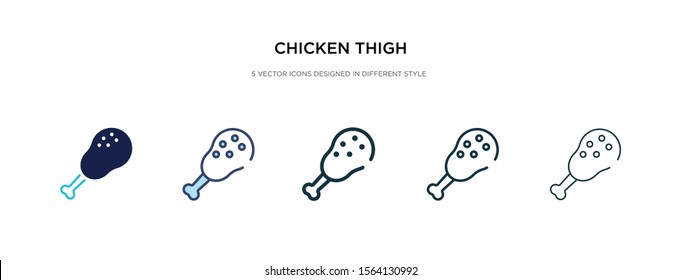 chicken thigh icon in different style vector illustration. two colored and black chicken thigh vector icons designed in filled, outline, line and stroke style can be used for web, mobile, ui