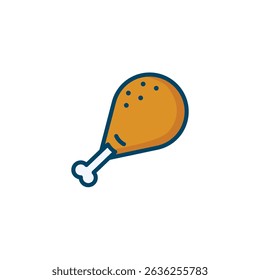 Chicken Thigh Icon Flat Design
