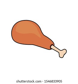 chicken thigh icon over white background, vector illustration
