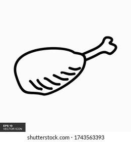 Hühnerschenkel Ikone dünne Linie für Web und mobile, moderne minimalistische flache Design. Vector dunkelgraues Symbol auf hellgrauem Hintergrund.