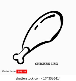 Chicken thigh icon thin line for web and mobile, modern minimalistic flat design. Vector dark grey icon on light grey background.