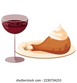 chicken thigh icon vector image with wine on white background