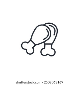 chicken thigh icon. vector.Editable stroke.linear style sign for use web design,logo.Symbol illustration.