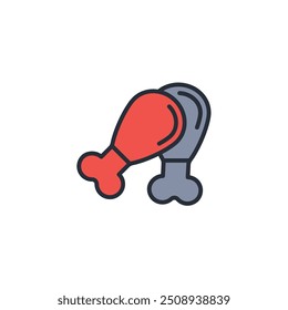 icono de muslo de pollo. Vector. Movimiento editable. signo de estilo lineal para uso Diseño web, logotipo. Ilustración de símbolo.