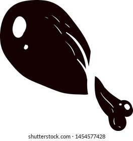 Muslo de pollo, ilustración, vector sobre fondo blanco.