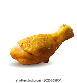 Chicken thigh low poly. Fresh, nutritious, tasty chicken thigh. Vector illustration. Chicken thigh in triangulation technique.