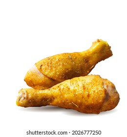 Chicken thigh low poly. Fresh, nutritious, tasty chicken thigh. Vector illustration. Chicken thigh in triangulation technique.