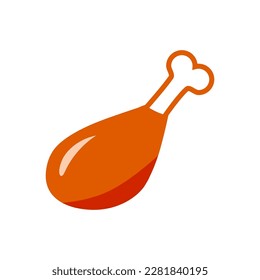 Chicken thigh. Vector icon on vhite background.