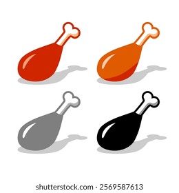 Chicken thigh. Vector icon on vhite background. 