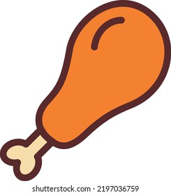 chicken thigh vector on white background. isolated Vector icon