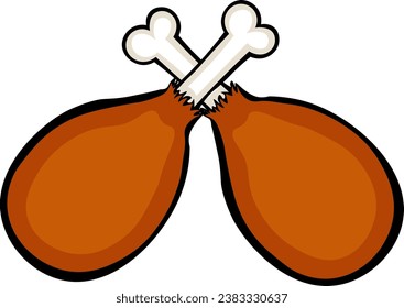 chicken thighs bone food snack cartoon