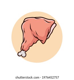 chicken, chicken thighs cartoon with simple gradient. Chicken thighs vector illustration