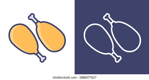 Chicken Thighs Filled Line and Outline for your website design, icon, logo, app. Vector Premium EPS10