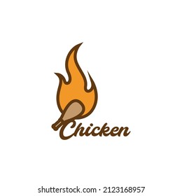 chicken thighs with fire flame logo design, vector graphic symbol icon illustration creative idea