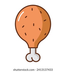 Chicken thighs icon fried. vector illustration.