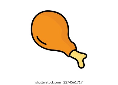 Ilustración del icono muslos de pollo. icono relacionado con la comida rápida, la carne. Estilo de icono de dos tonos, color lineal. Diseño de vector simple editable