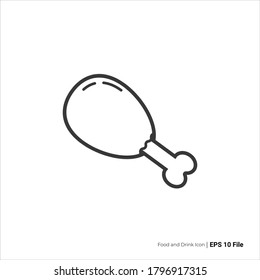 chicken thighs icon outline. chicken thighs vector design. isolated on white background