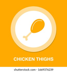 chicken thighs icon, vector fried chicken icon, isolated chicken legs