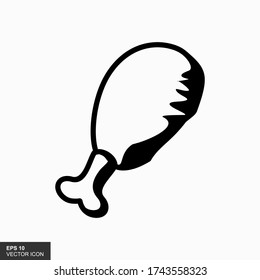 Icono de muslos de pollo, ícono de pollo frito vectorial, piernas de pollo aisladas. EPS 10