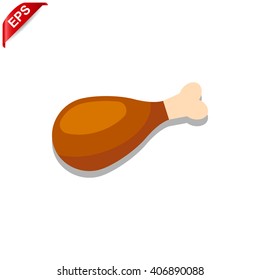 chicken thighs icon, vector fried chicken icon, isolated chicken legs