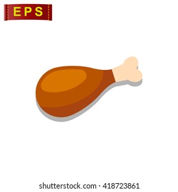 chicken thighs icon, vector fried chicken icon, isolated chicken legs