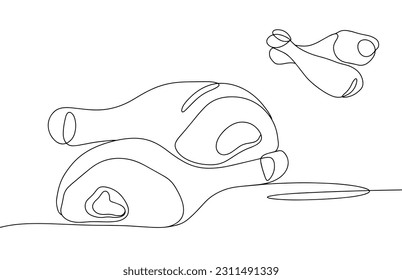Chicken thighs. International Chicken Wing Day. One line drawing for different uses. Vector illustration.