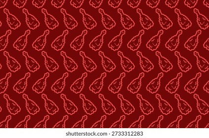 Patrón sin fisuras de los muslos de pollo sobre fondo rojo. Fondo sin fisuras de los muslos de pollo para el embalaje de alimentos o papel de embalaje.