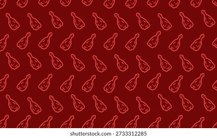 Patrón sin fisuras de los muslos de pollo sobre fondo rojo. Fondo sin fisuras de los muslos de pollo para el embalaje de alimentos o papel de embalaje.