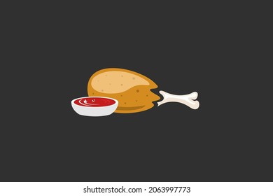 Chicken thighs and tomato sauce vector