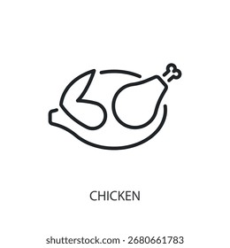 Iconos de vectores de línea delgada de pollo.